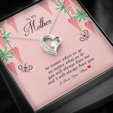 To My Mother Love Forever Heart Necklace Pendant 14K Gold Gifts For Mom - Jewelry Necklaces Chain 22 Inches For Mommy From Daughter, Son With Love Quote - Birthday, Mother's Day, X-mas Gift Box P18